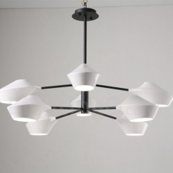 Modern Contemporary Pipe Chandelier with White Black Acrylic Shades