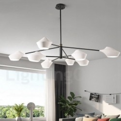 Modern Contemporary Pipe Chandelier with White Black Acrylic Shades