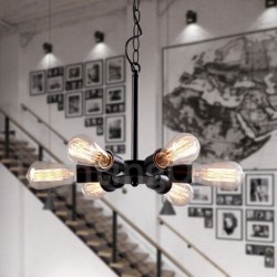 6 Light Rustic Retro Vintage Black Pendant Light