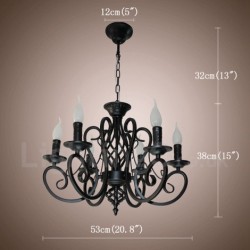 6 Light Rustic Retro Vintage Black White Pendant Candle Chandelier