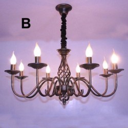 6 Light Rustic Retro Vintage Black White Pendant Candle Chandelier