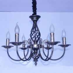 6 Light Rustic Retro Vintage Black White Pendant Candle Chandelier