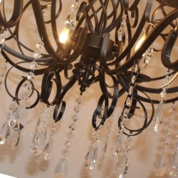 8 Light Crystal Rustic Retro Vintage Black Pendant Candle Chandelier