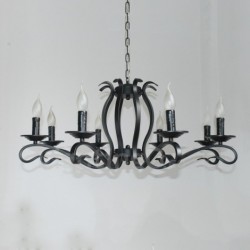 8 Light Rustic Retro Vintage Black Pendant Candle Chandelier