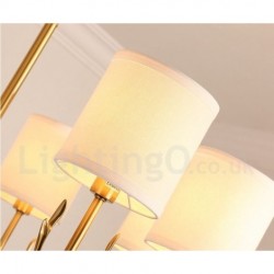 Pure Brass Luxurious Rustic Retro Vintage Brass Pendant Candle Chandelier with Fabric Shades