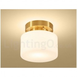 100% Pure Brass Simple Rustic Retro Vintage Flush Mount Ceiling Light with Shade