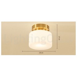 100% Pure Brass Simple Rustic Retro Vintage Flush Mount Ceiling Light with Shade