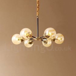 Pure Brass Luxurious Rustic Retro Vintage Brass Pendant Chandelier with Glass Shades