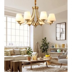 Pure Brass Large Luxurious Rustic Retro Vintage Brass Pendant Chandelier with Glass Shades