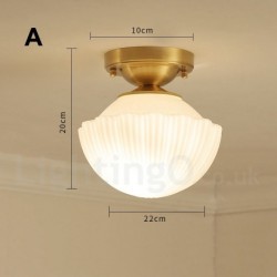 Pure Brass LED Rustic / Lodge Nordic Style Flush Mount Ceiling Lights with Glass Shade