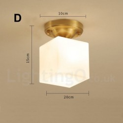 Pure Brass LED Rustic / Lodge Nordic Style Flush Mount Ceiling Lights with Glass Shade