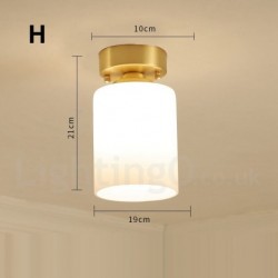 Pure Brass LED Rustic / Lodge Nordic Style Flush Mount Ceiling Lights with Glass Shade