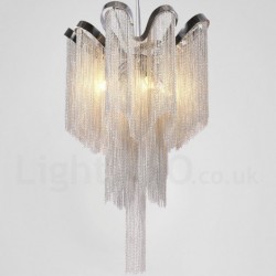 Aluminum Stream Tassel Chandelier E12/E14 Designer Pendant Light Silver Colour for Spiral Staircase