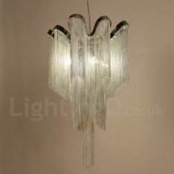 Aluminum Stream Tassel Chandelier E12/E14 Designer Pendant Light Silver Colour for Spiral Staircase