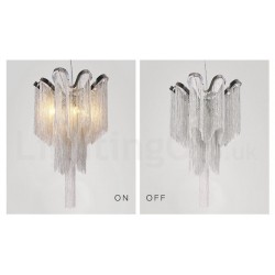 Aluminum Stream Tassel Chandelier E12/E14 Designer Pendant Light Silver Colour for Spiral Staircase