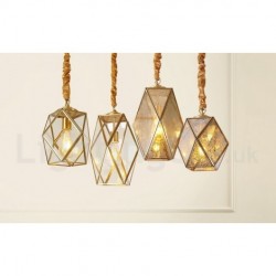 Pure Brass Rustic / Lodge Nordic Style Pendant Light with Glass Shade