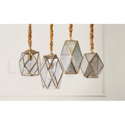 Pure Brass Rustic / Lodge Nordic Style Pendant Light with Glass Shade