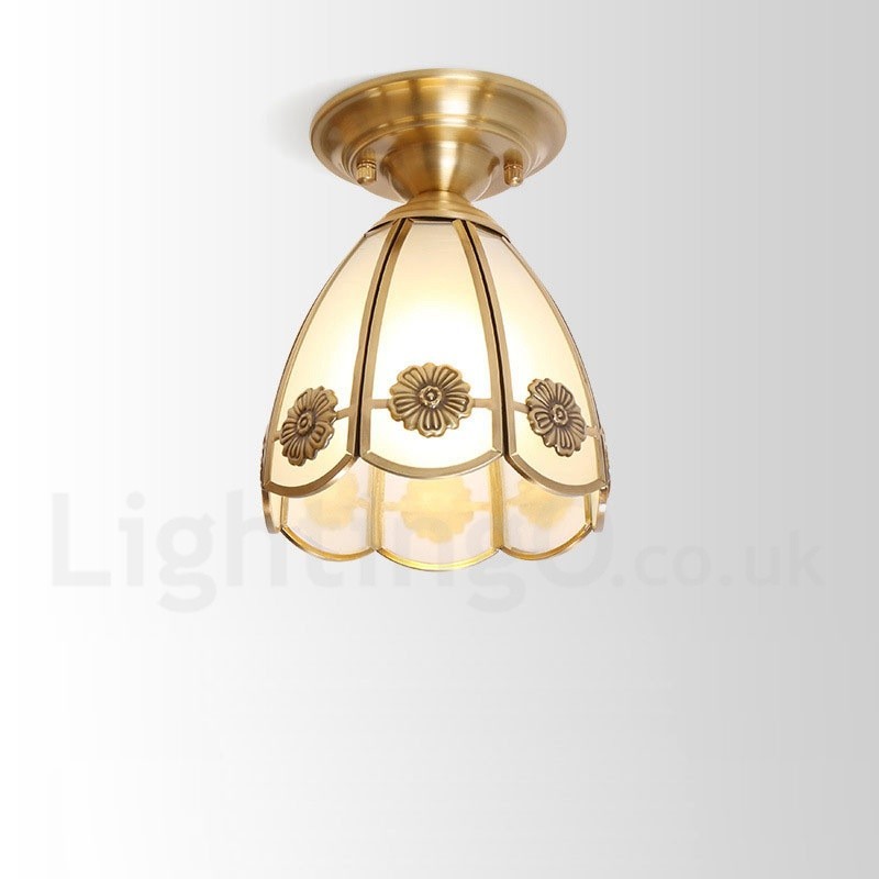 6 Wide Flowers Pure Brass Led Rustic Lodge Nordic Style Flush