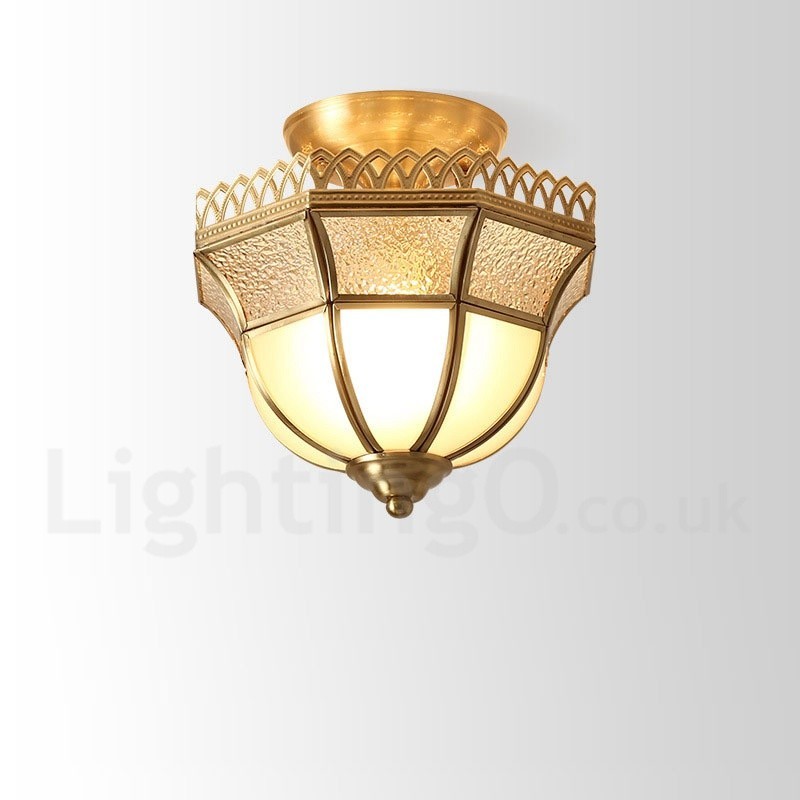 10 Wide Pure Brass Led Rustic Lodge Nordic Style Flush Mount