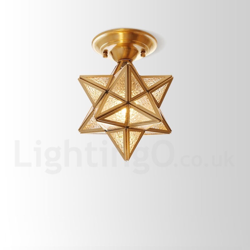 8 Wide Star Pure Brass Led Rustic Lodge Nordic Style Flush