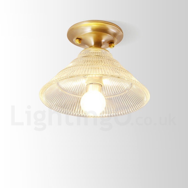 8 Wide Pure Brass Led Rustic Lodge Nordic Style Flush Mount