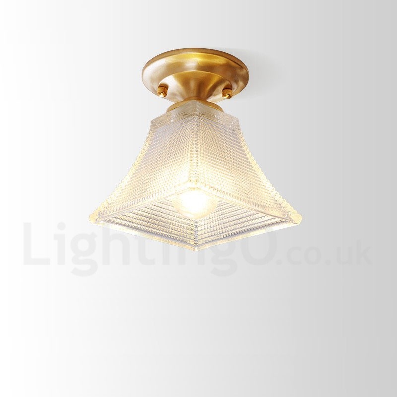 8 Wide Pure Brass Led Rustic Lodge Nordic Style Flush Mount