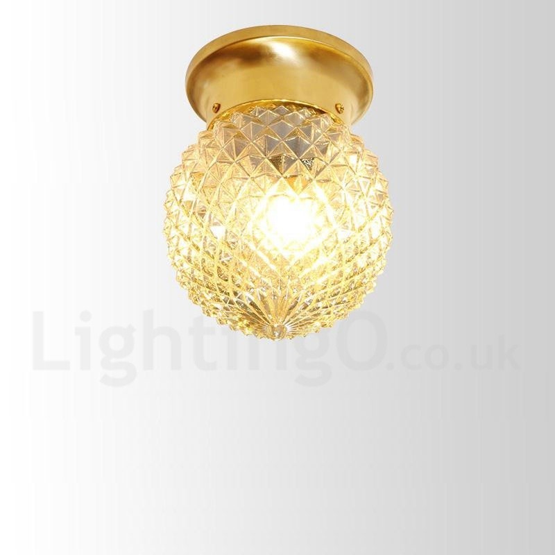 6 Wide Pure Brass Led Rustic Lodge Nordic Style Flush Mount