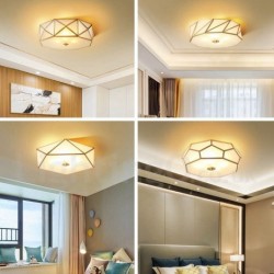 Pure Brass LED Rustic / Lodge Nordic Style Flush Mount Ceiling Light with Glass Shade