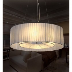 Drum 4 Light Pendant Modern Light with Fabric Shade