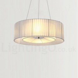 Drum 4 Light Pendant Modern Light with Fabric Shade