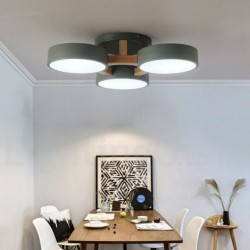 Wood Chandelier LED Modern Contemporary Nordic Style Flush Mount Ceiling Light with Acrylic Shade