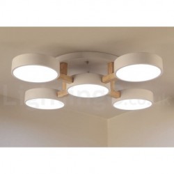 Wood Chandelier LED Modern Contemporary Nordic Style Flush Mount Ceiling Light with Acrylic Shade