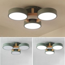 Wood Chandelier LED Modern Contemporary Nordic Style Flush Mount Ceiling Light with Acrylic Shade