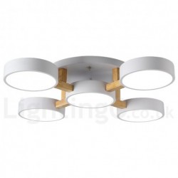 Wood Chandelier LED Modern Contemporary Nordic Style Flush Mount Ceiling Light with Acrylic Shade