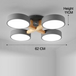 Wood Chandelier LED Modern Contemporary Nordic Style Flush Mount Ceiling Light with Acrylic Shade