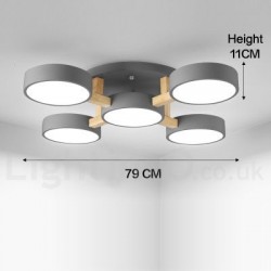 Wood Chandelier LED Modern Contemporary Nordic Style Flush Mount Ceiling Light with Acrylic Shade