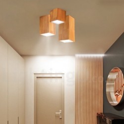 Wood LED Modern Contemporary Nordic Style Flush Mount Ceiling Light with Acrylic Shade