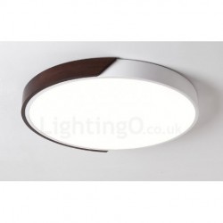 Retro Walnut Colour Wood Ultra-Thin Round Dimmable LED Flush Mount Ceiling Lights with Acrylic Shade | Also Can Be Used As Wall Light