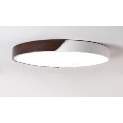 Retro Walnut Colour Wood Ultra-Thin Round Dimmable LED Flush Mount Ceiling Lights with Acrylic Shade | Also Can Be Used As Wall Light