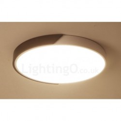 Retro Walnut Colour Wood Ultra-Thin Round Dimmable LED Flush Mount Ceiling Lights with Acrylic Shade | Also Can Be Used As Wall Light