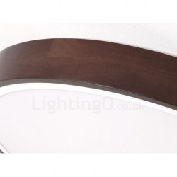 Retro Walnut Colour Wood Ultra-Thin Round Dimmable LED Flush Mount Ceiling Lights with Acrylic Shade | Also Can Be Used As Wall Light