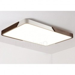 Retro Walnut Colour Wood Ultra-Thin Rectangle Dimmable LED Flush Mount Ceiling Lights with Acrylic Shade | Also Can Be Used As Wall Light