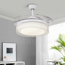 108CM (42"), 91CM (36") Modern Contemporary Remote Control Hollow Ceiling Fan Light with Acrylic Shade Mute Pure Copper Motor