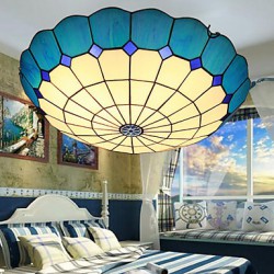 E27 220V 30*9CM 3-5銕uropean Rural Creative Arts Stained Glass Absorb Dome Lamp Led Light