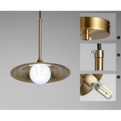 1 Light Industrial Style Gold Mini Style Electroplated Painted Finish Pendant Light with Glass Shade