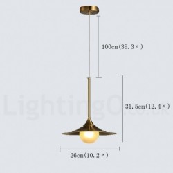 1 Light Industrial Style Gold Mini Style Electroplated Painted Finish Pendant Light with Glass Shade