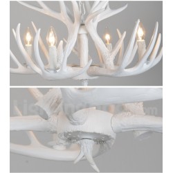 4 Light Rustic Artistic Retro Antler White Chandelier