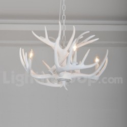 4 Light Rustic Artistic Retro Antler White Chandelier