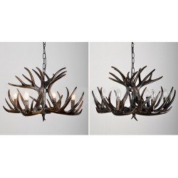 4 Light Rustic Artistic Retro Antler Gradient Black Chandelier