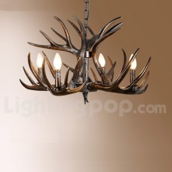 4 Light Rustic Artistic Retro Antler Gradient Black Chandelier